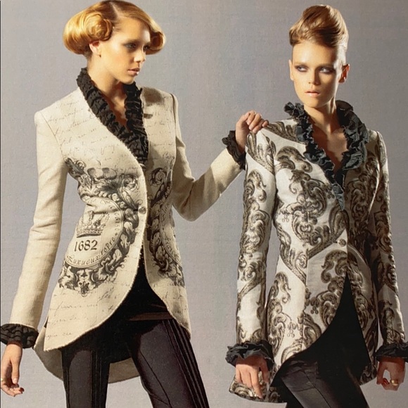 JACKET BLAZER with Ruffles / suit / suiting - Picture 2 of 5